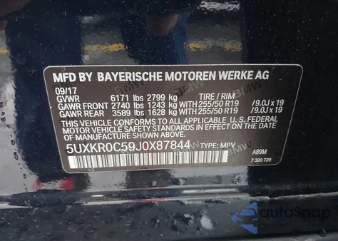 2018 BMW X5 xDrive35I from USA, damaged, VIN 5UXKR0C59J0X87844